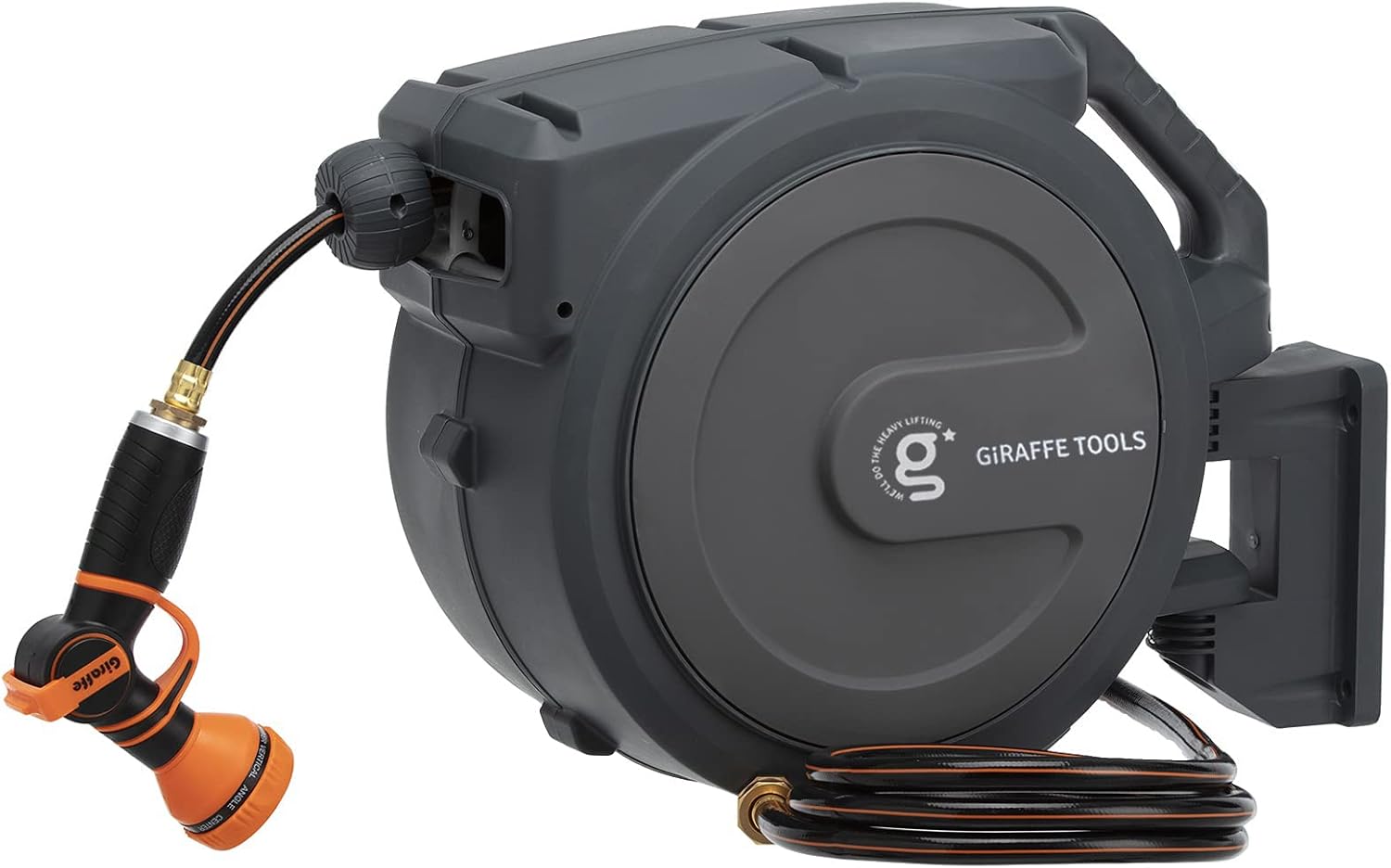 Father's Day Gift | Giraffe Tools Retractable Hose Reel (78–130 ft) — Features a 300 lb load-bearing metal bracket and a tangle-free/kink-resistant hose (compatible with 5/8" and 1/2" sizes)