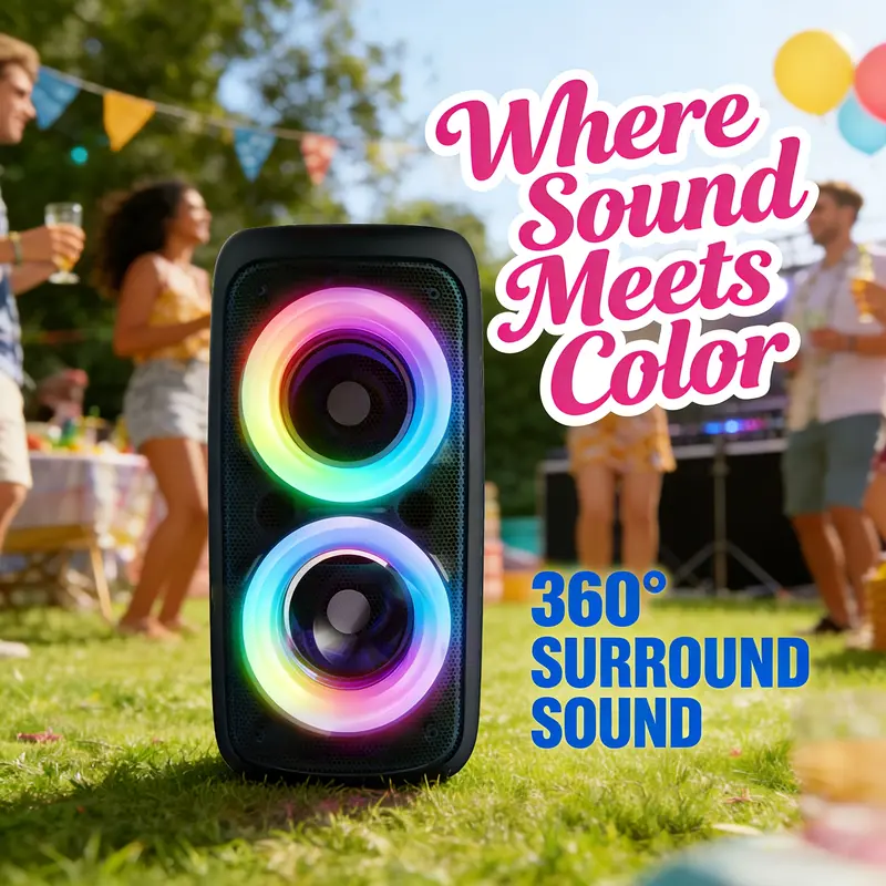 #✨ Huge Discount/Portable Outdoor Speaker with Powerful Sound & Party Mode