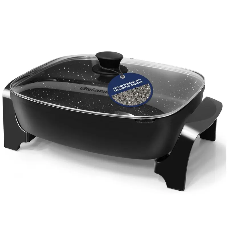 Today's Deal✨Elite Platinum 10-Quart Extra-Large Electric Skillet (with pour spout), serves 6–8 people, Black