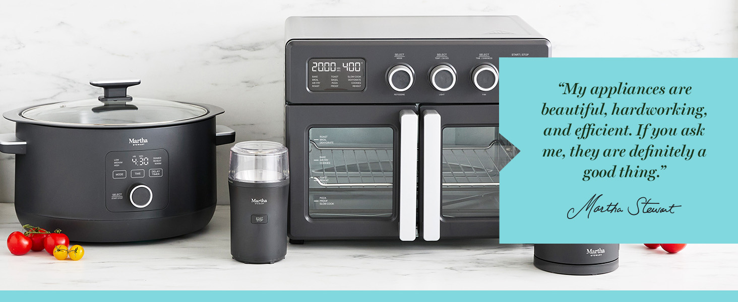 💥Special Offers  Martha Stewart French Door Air Fryer Toaster Oven Combo, 34QT Countertop Convection, 12-in-1, Bake, Broil, Roast, Fits 12” Pizza, Dehydrate, 5 Accessories, Air Fry Basket, Stainless Steel, Caviar Gray From the manufacturer