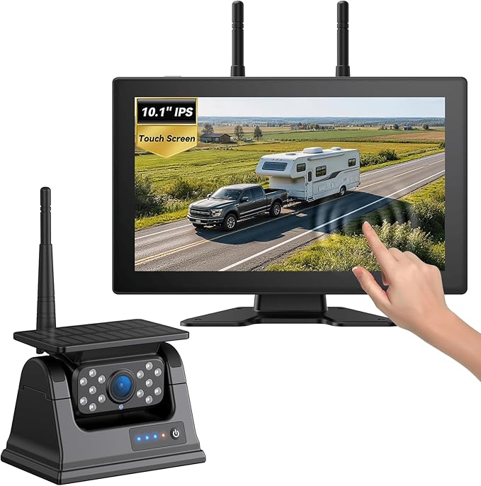 💥Special Offers 4 Magnetic Solar Wireless Backup Camera HD 1080P 10.1" 1 Min Magnetic Easy Install No Wiring 4 Split Recording Monitor 15,000mah Solar Battery for Truck,Rv,Tractor,Camper,Trailer