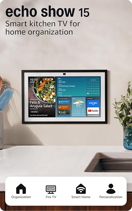 💥Special Offers Like-New  Echo Show 21 (newest model), Full HD 21" kitchen hub for home organization, with built-in Fire TV, Designed for Alexa+