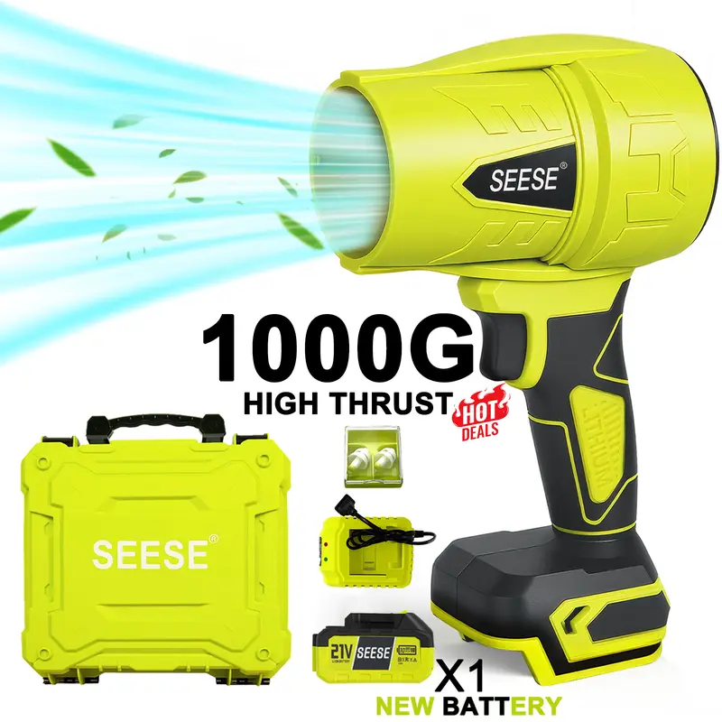SEESE Turbo Jet Blower,Leaf Blower, Violent Turbo Fan, Pure Copper Motor,Car Drying After Wash, Handheld Snow Blower,Cordless Turbo Power Air Duster,Home Improve,Garden Mainte Holiday gifts