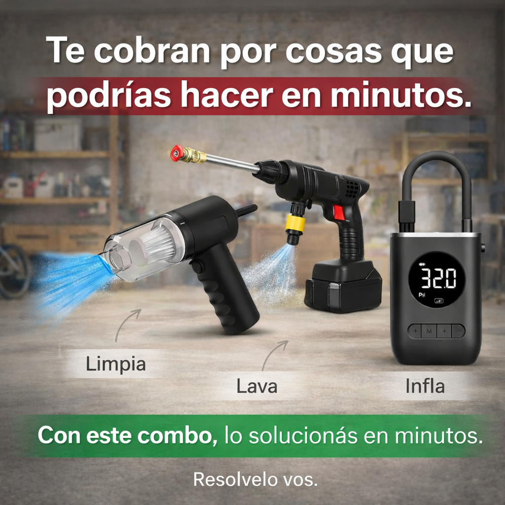 ⚡ Power Up & Save-ProCar 360™ – Limpieza, Inflado y Potencia 3 en 1