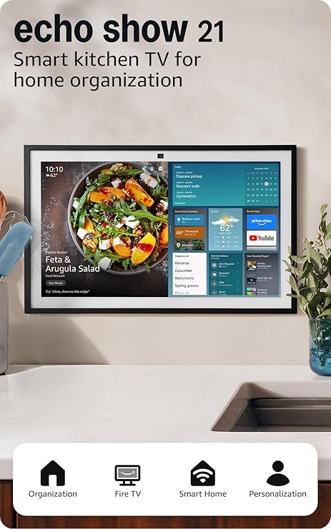 💥Special Offers Like-New  Echo Show 21 (newest model), Full HD 21" kitchen hub for home organization, with built-in Fire TV, Designed for Alexa+