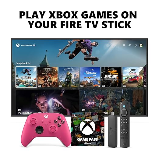 💥Special Offers Xbox Core Wireless Controller Electric Volt + Fire TV Stick 4K Max Game Pass Ultimate 1 Month Bundle Series X|S, Windows PC, Android & iOS