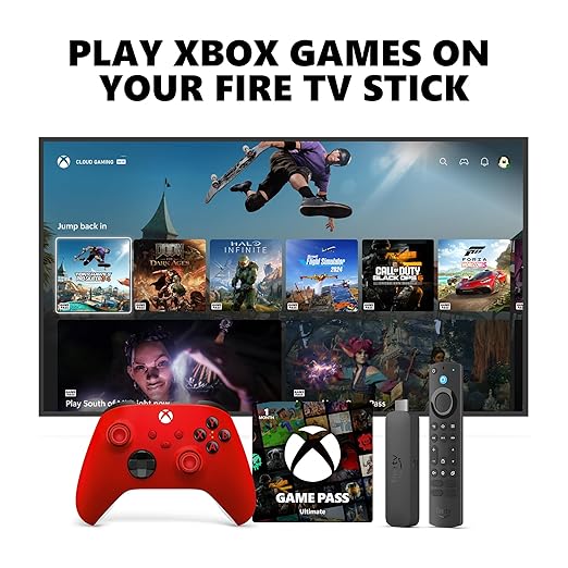 💥Special Offers Xbox Core Wireless Controller Electric Volt + Fire TV Stick 4K Max Game Pass Ultimate 1 Month Bundle Series X|S, Windows PC, Android & iOS