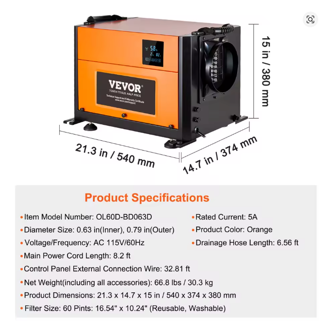 💥Special Offers  SucceBuy Commercial Dehumidifier with Drain Hose for Crawl Spaces Basements Warehouse & Job Sites Large Capacity Dehumidifier