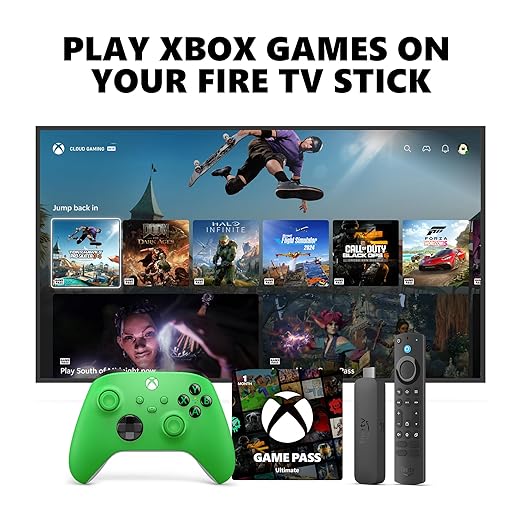 💥Special Offers Xbox Core Wireless Controller Electric Volt + Fire TV Stick 4K Max Game Pass Ultimate 1 Month Bundle Series X|S, Windows PC, Android & iOS