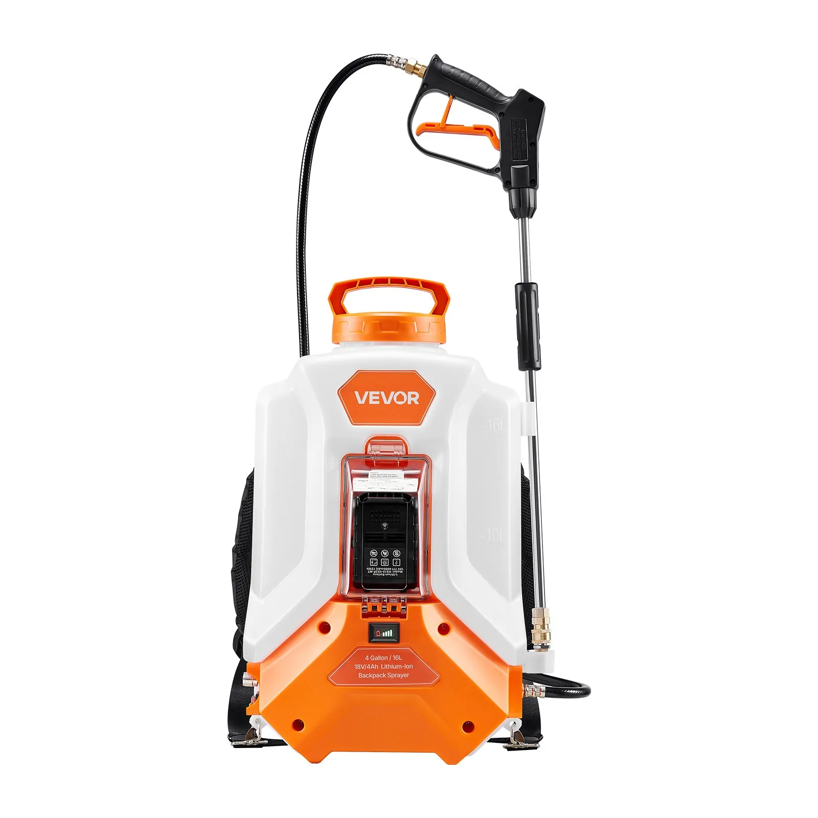 🛒BEST SELLER🚀VEVOR Battery Powered Backpack Sprayer, 4 Gallons Electric Backpack Sprayer, 2 Wands & 8 Nozzles, Adjustable 0-90 PSI, 4H Runtime, Portable Yard Garden Lawn Sprayers for Weeding Spraying Cleaning