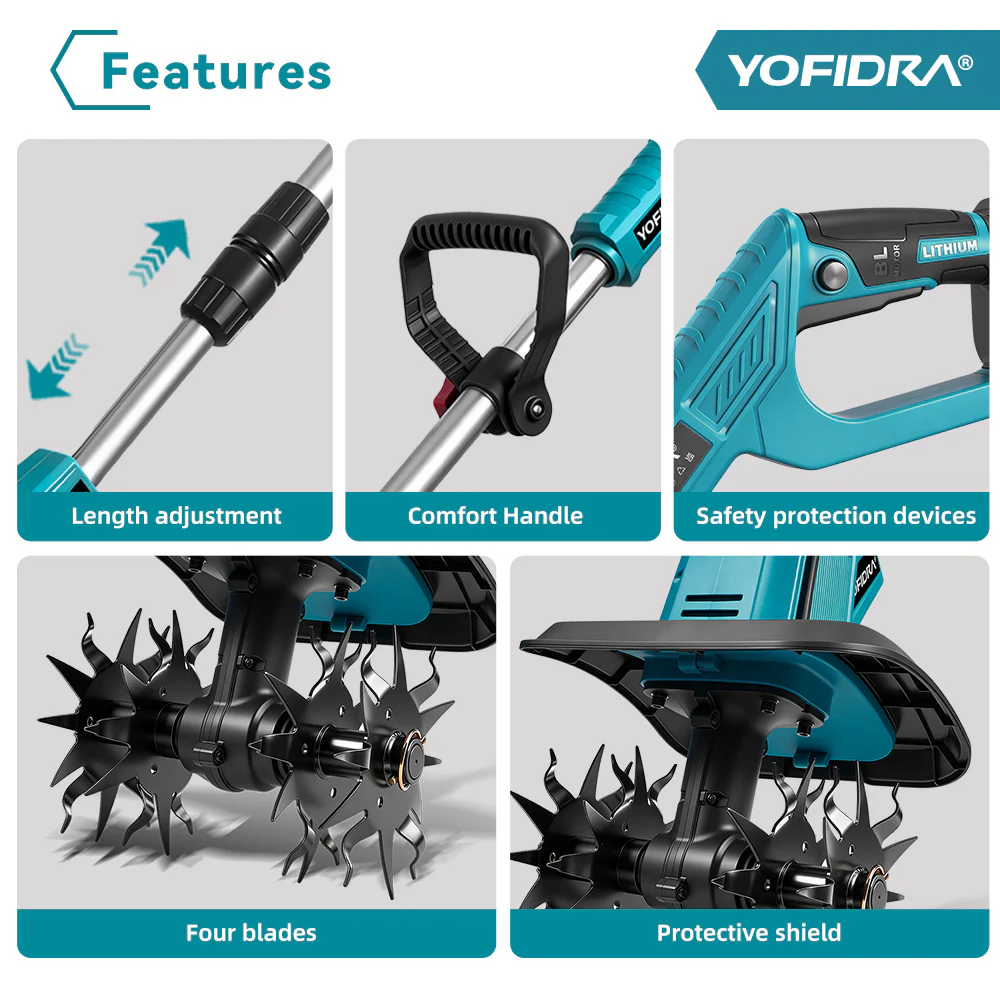 💥Today Only⚡Cordless Brushless Garden Tiller – Fits Makita 18V Batteries