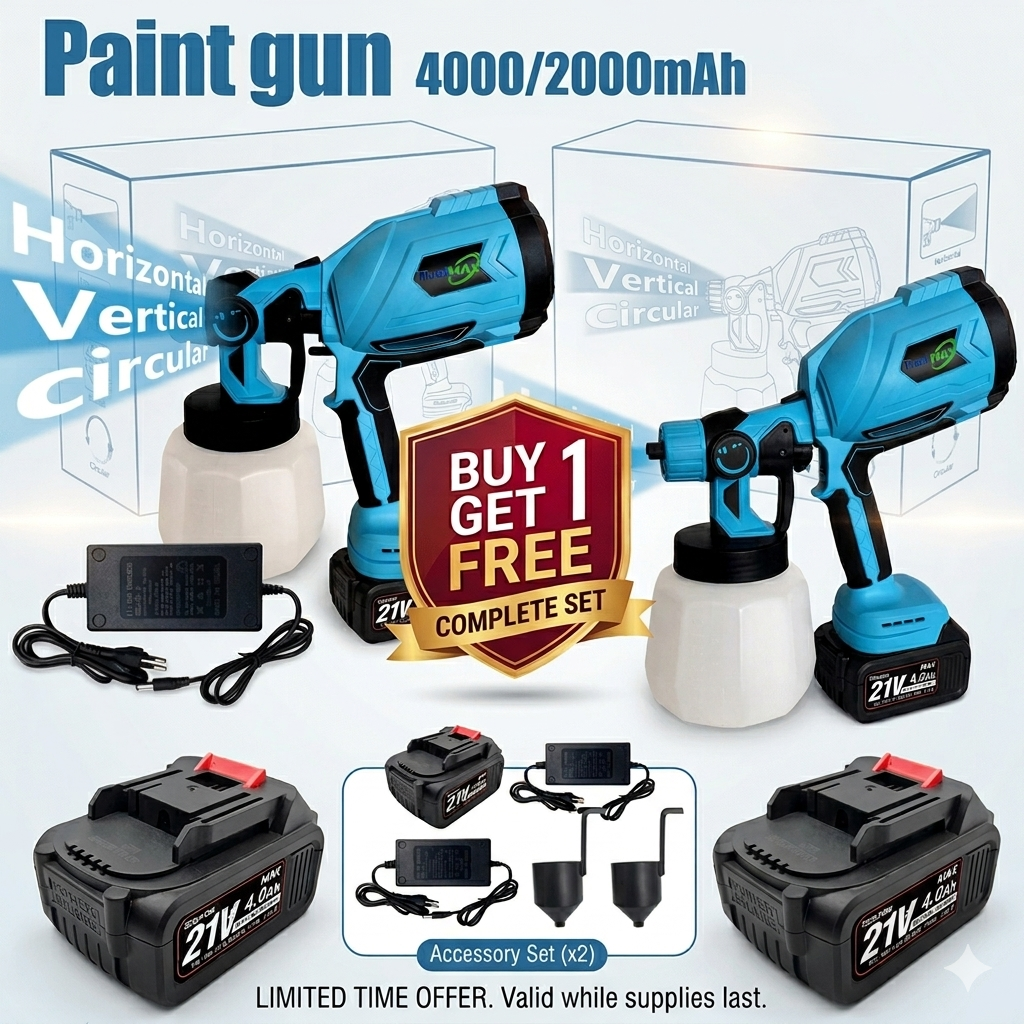 High-pressure Cordless Paint Sprayer with 2 Batteries