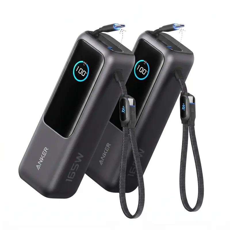 【PRICE SLASH】 Portable Laptop Power Bank with Built-In Cables, 25,000mAh High-Capacity Battery, Fast Charging for 4 Devices, Ideal for Office and Trips, Compatible with iPhone 17/16, MacBook, Galaxy, and More