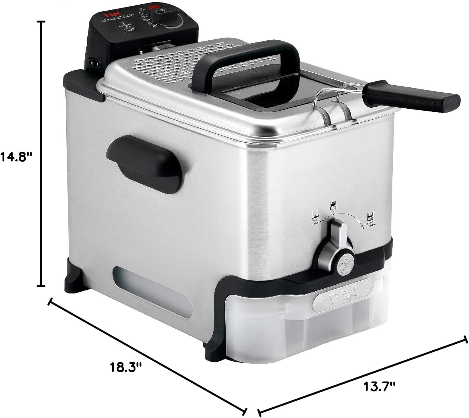 【Price Slash】 3.5L Stainless Steel Deep Fryer with Basket for Home Use, 1700W, Deep Fryer with Oil Filtration, Temp Control, Digital Timer