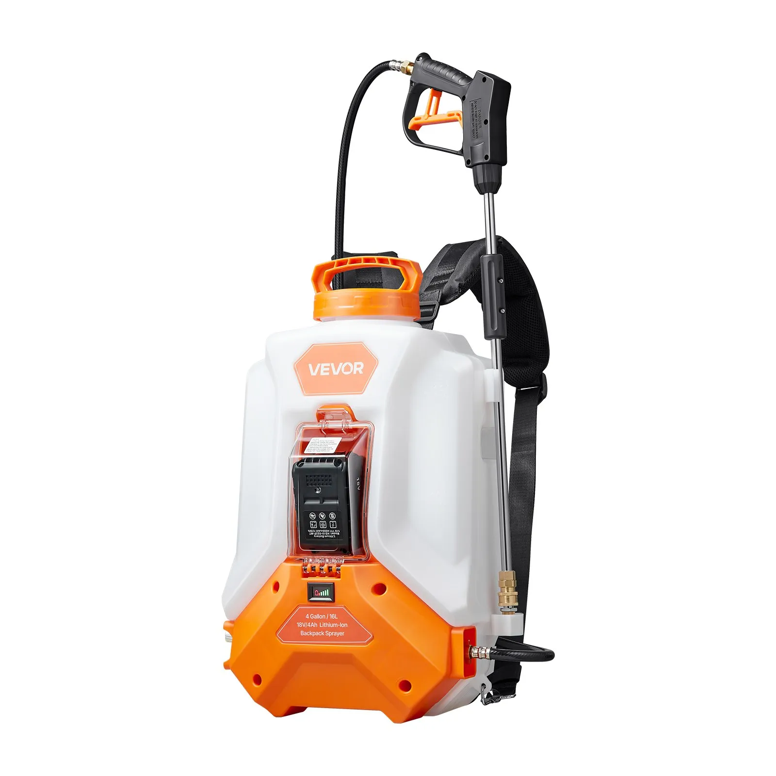 🛒BEST SELLER🚀VEVOR Battery Powered Backpack Sprayer, 4 Gallons Electric Backpack Sprayer, 2 Wands & 8 Nozzles, Adjustable 0-90 PSI, 4H Runtime, Portable Yard Garden Lawn Sprayers for Weeding Spraying Cleaning