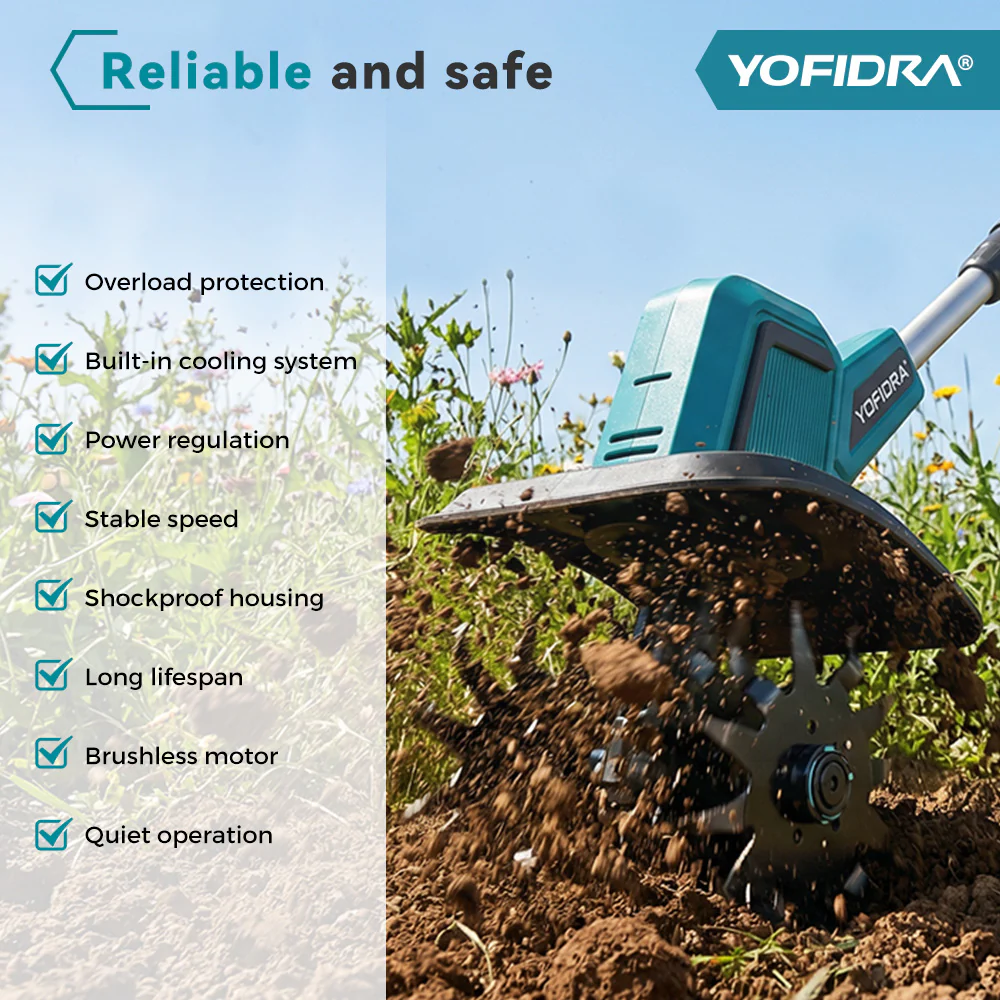 💥Today Only⚡Cordless Brushless Garden Tiller – Fits Makita 18V Batteries