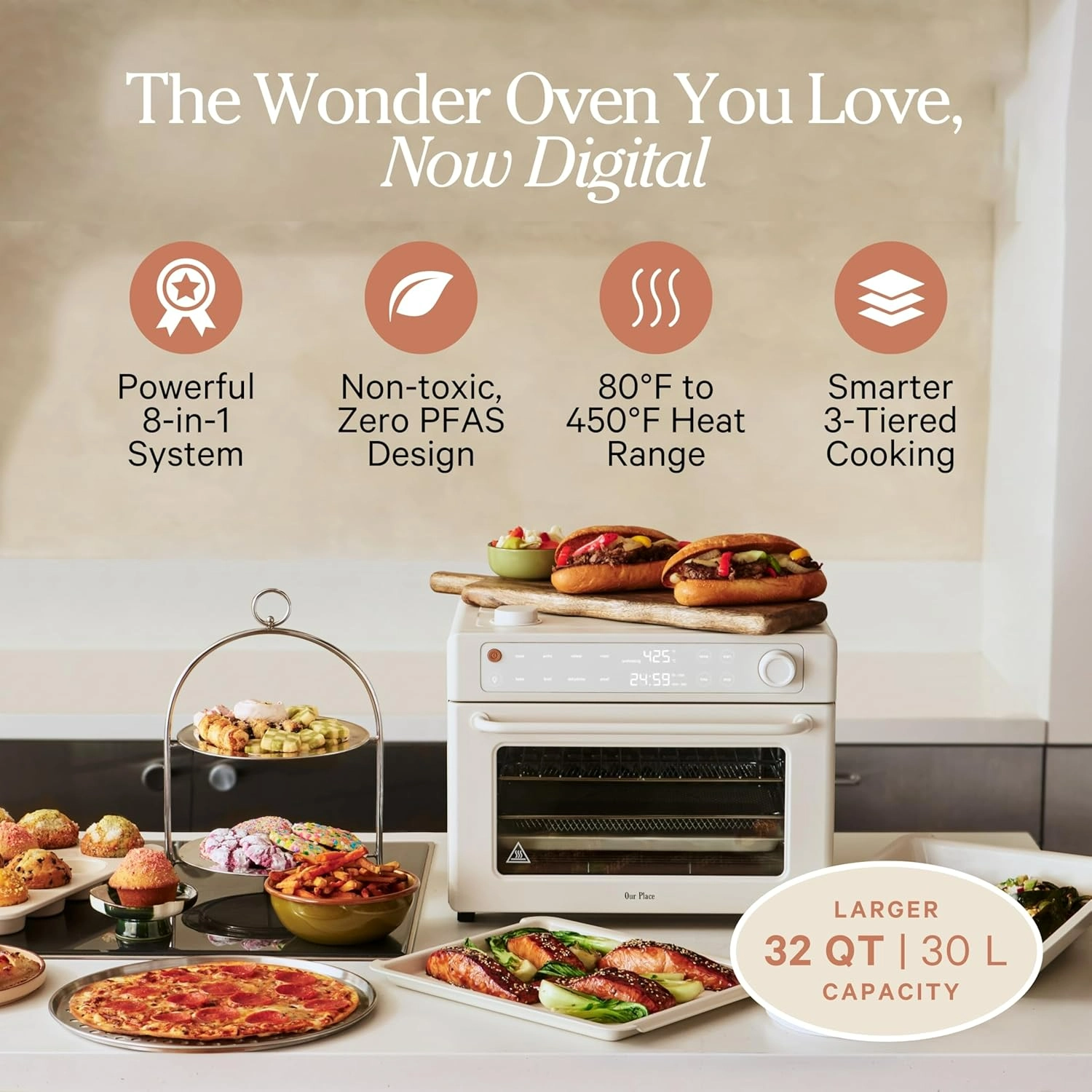 🛒8-in-1 Digital Air Fryer & Countertop Oven with Basket, Rack, Pan & Tray