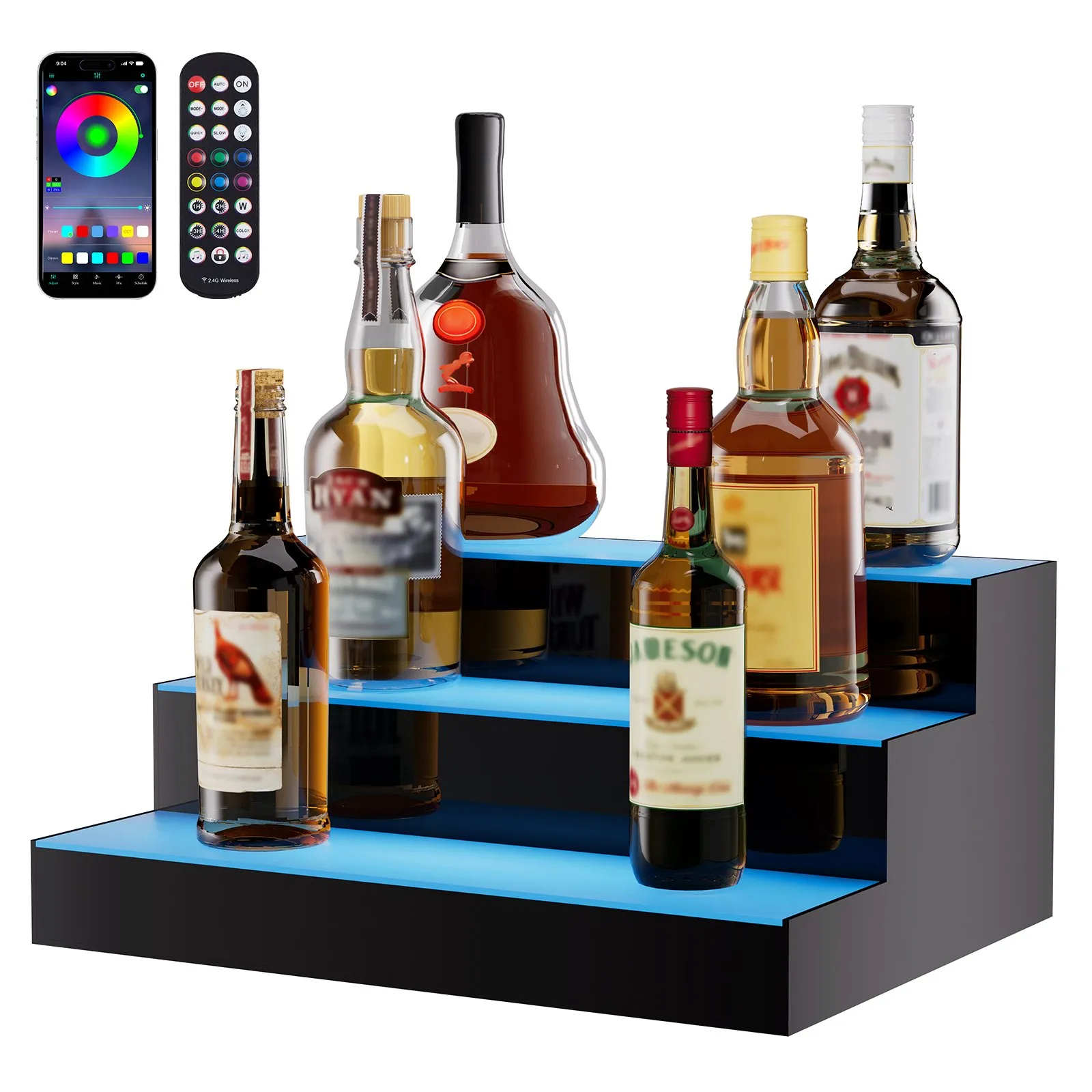 [Spring Clearance] Premium Acrylic LED Liquor Display | Smart App-Controlled Ambient Bar Shelf