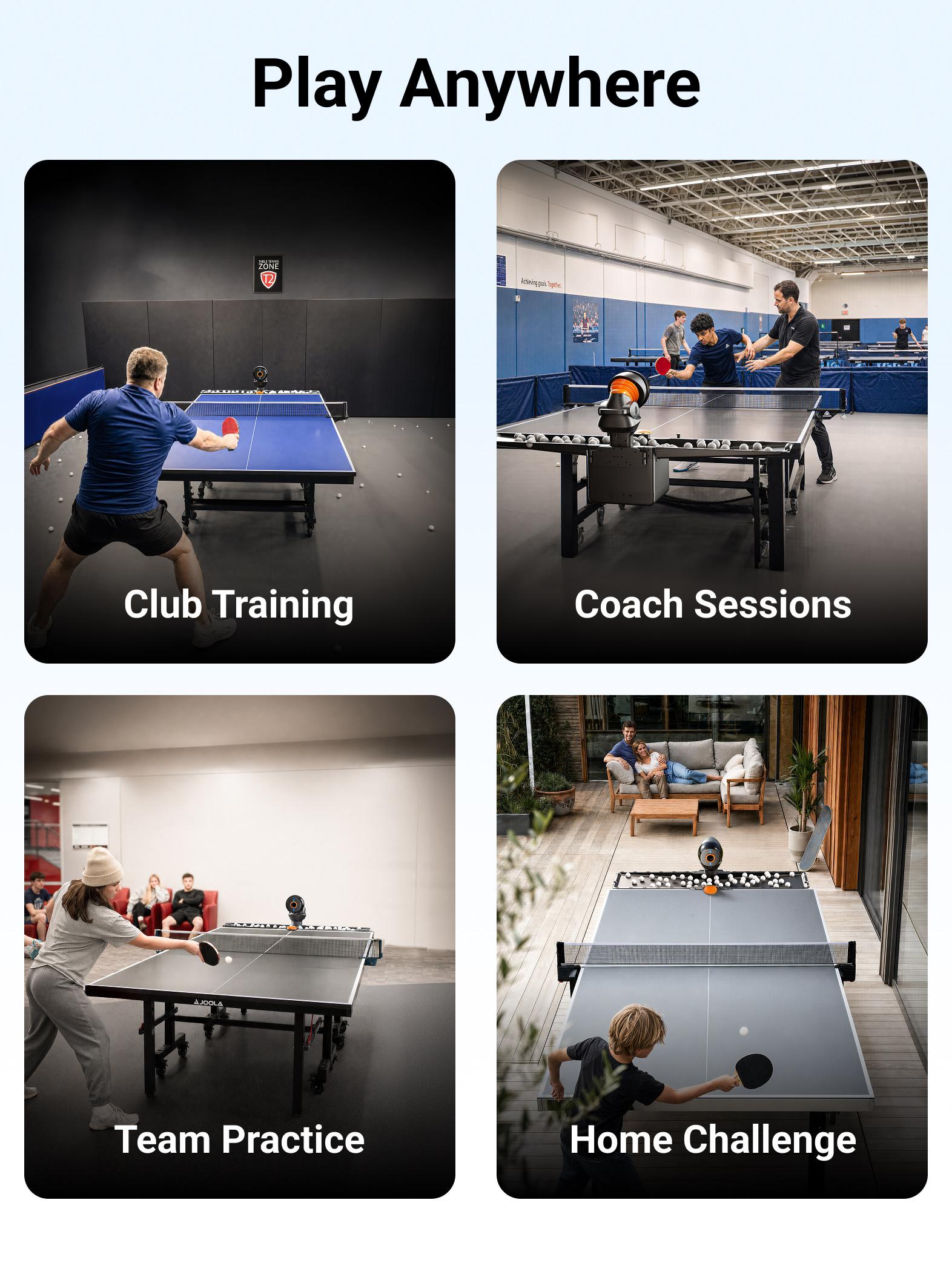 Omni S Pro Clamp-On Table Tennis Robot, Ping Pong Training Machine with 15 m/s Speed, 100 r/s 360&deg; Spin, E Pad S AI Drills, App & Remote Control