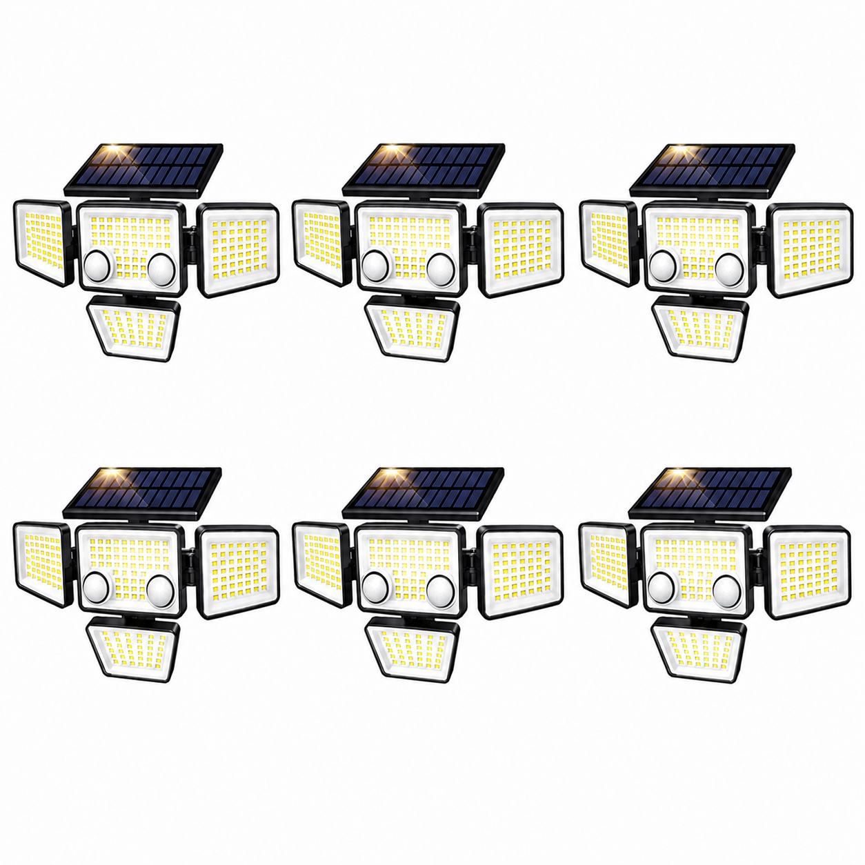 Solar Motion Sensor Flood Lights Outdoor (2 Pack) – 3000LM 188 LED 4-Head Security Lights, 270° Wide Angle, IP65 Waterproof, Easy Install for Yard, Garage & Backyard