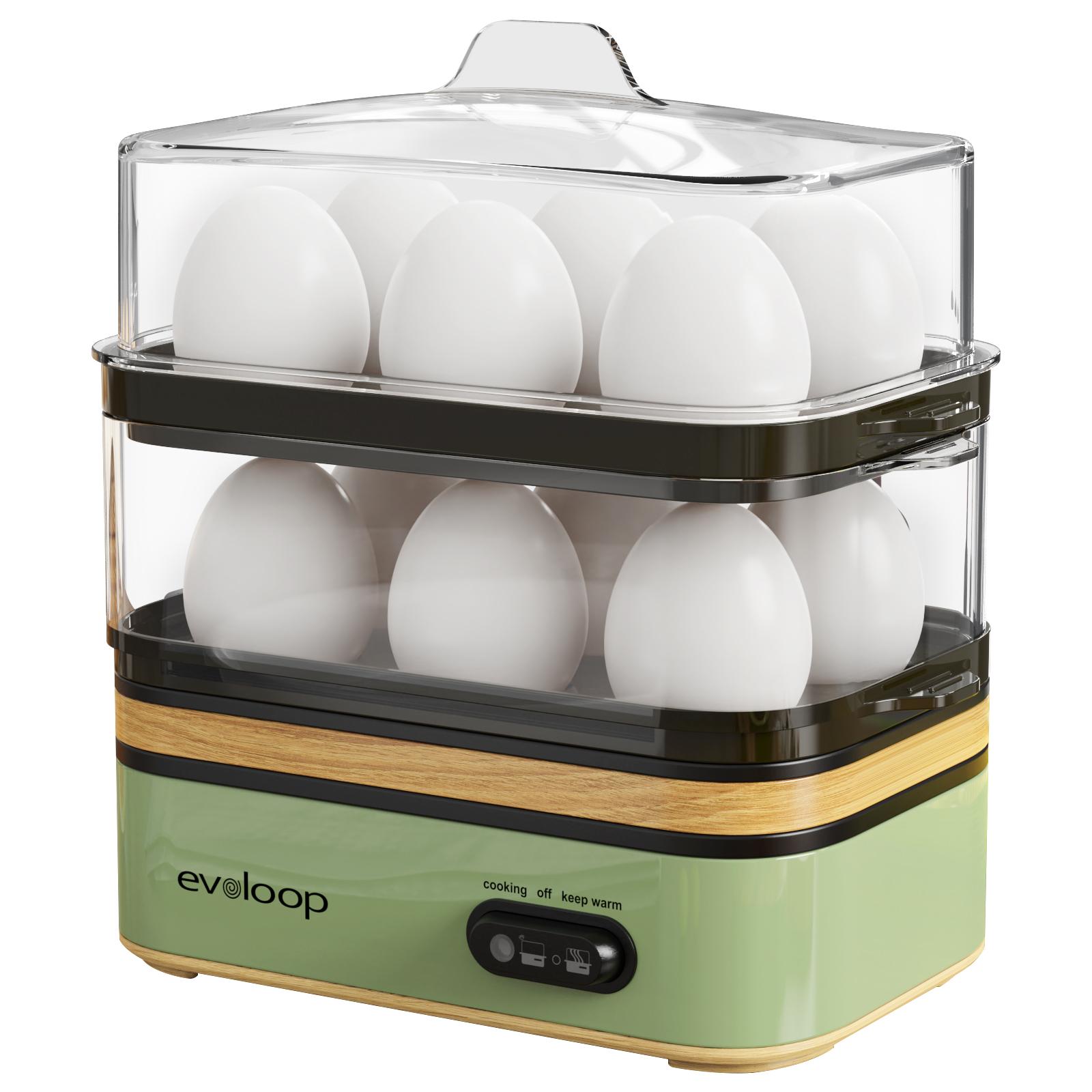 【summervibes】EVOLOOP Rapid Egg Cooker 6 Egg Capacity BPA free Electric Egg Cooker for Hard Boiled Eggs, Poached Eggs, Scrambled Eggs, or Omelets，Easy and Convenient Way to Prepare Delicious Eggs ,outdoor gear Kitchen Appliances