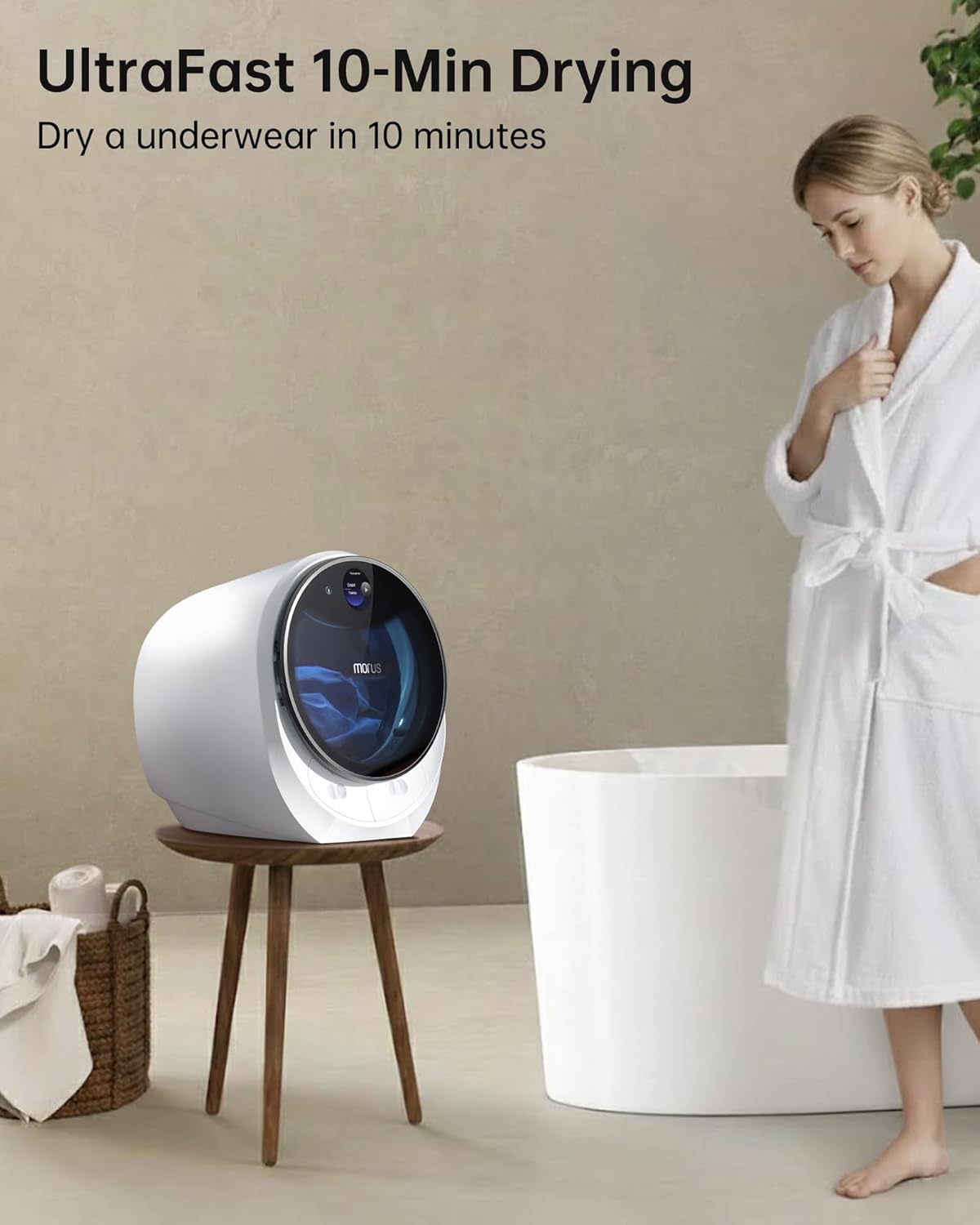[New Release]Clothes Dryer with 8 Smart Drying Modes,1200W Dryer Machine with Stainless Steel Drum, No Installation Required, Plug & Play, Anti-Crease, Odor Removal,for Apartments Dorm RV