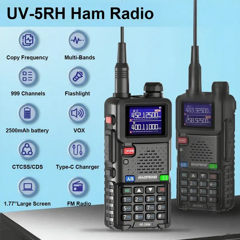 【New Release】BAOFENG 5RH 10W Walkie Talkie – Long Range Ham Radio (Upgraded UV-5R), NOAA Weather Alert, 999 Channels, Rechargeable Two-Way Radio for Emergency, Camping, Off-Road & Survival (FRS/GMRS Compatible) Audio