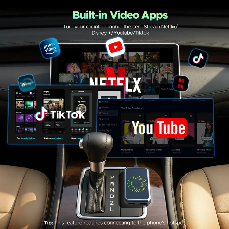 【New Release】LAMTTO 2026 Wired CarPlay to Wireless Adapter - Built-in Android System for Netflix/YouTube/TikTok - ONLY for Wired CarPlay/AA Vehicles - NOT for Wireless CarPlay | Summervibes Car Video Players
