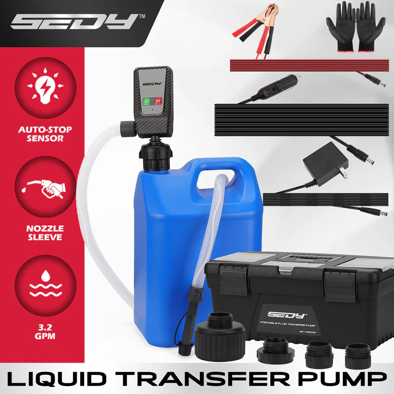 【BIG SALE】Portable Fuel Transfer Pump - Battery Powered with Multiple Adapters