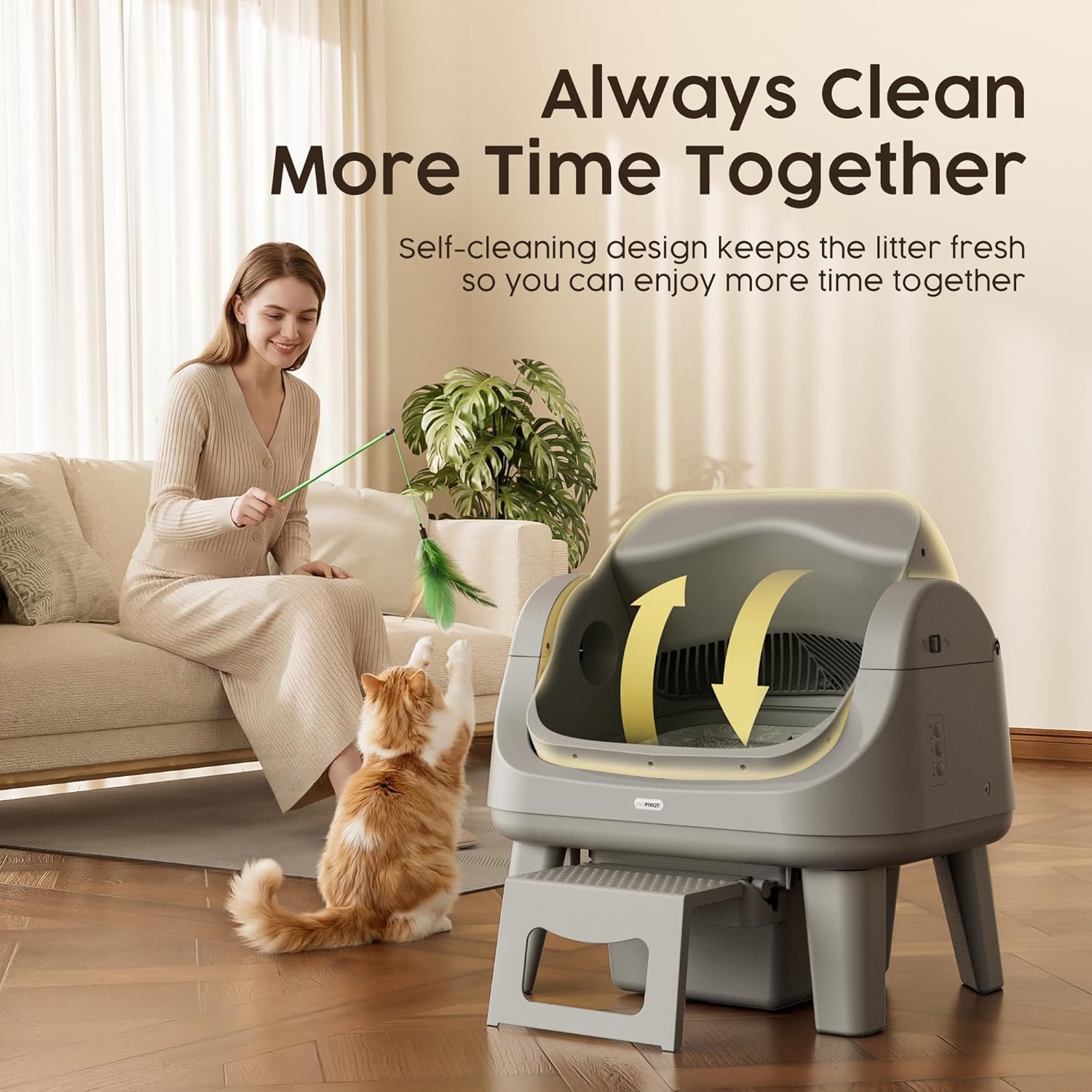 Spring Sale — Open-Style Automatic Self-Cleaning Litter Box — Equipped with 7 Pairs of Safety Sensors