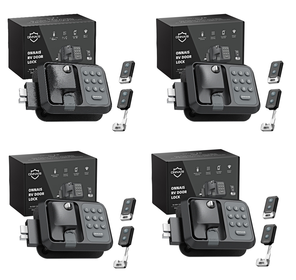 💥 Buy 1 Get 1 Free⚡🔐🚐ONNAIS Guard Pro RV Door Lock — Keyless Entry, Waterproof, 2 Remote Fobs 
