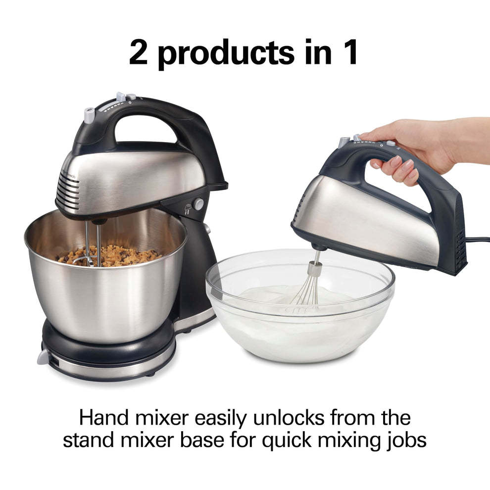 【BIG SALE】This classic 2-in-1 stand mixer features 6 speed settings, 290 watts of power, 5 attachments, a 4-quart stainless steel mixing bowl, and a detachable hand mixer. It is suitable for baking, kneading, whipping, and more.