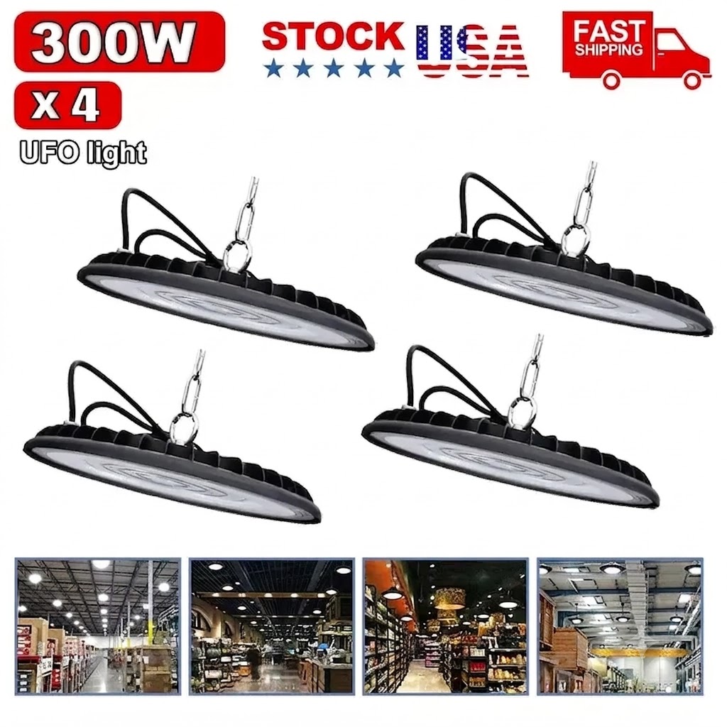 🔥【HOT DEAL】200W UFO LED High Bay Light Commercial Industrial Lighting for Warehouses and Retail Spaces 30,000 Lumens, Includes US Standard Plug and Suspension Chain, 6000K Daylight Color Temperature, Safe and Efficient,DealsForYouDays