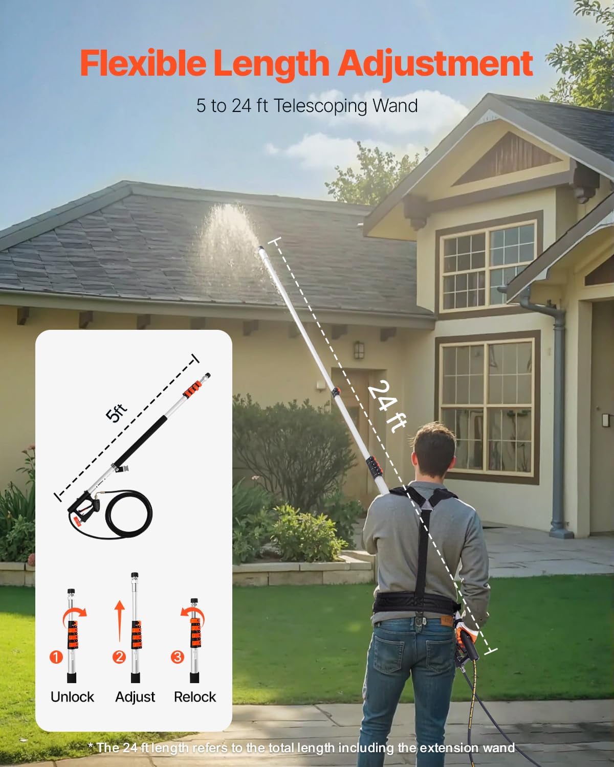 VEVOR Pressure Washer Telescopic Wand (21 ft / 4000 PSI)