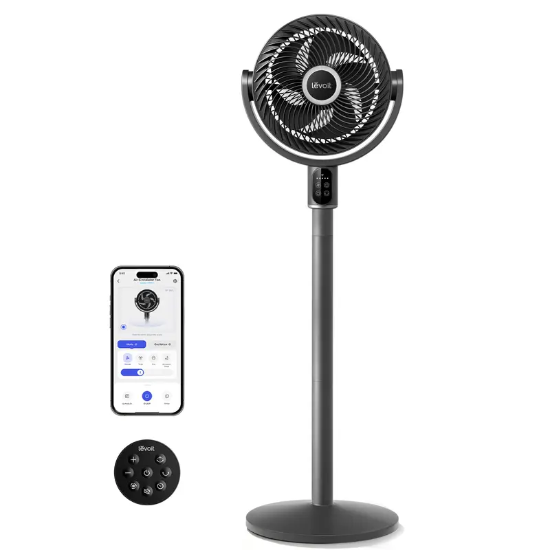 🛒BEST SELLER🚀LEVOIT Corebreeze R432 Standing Oscillating Circulator Fan for Home - 9-Speed DC Motor, 908CFM Airflow, 82ft Range, 20dB Silent Operation, Remote, Sensor Timer, Pedestal & Tabletop Modes, Portable
