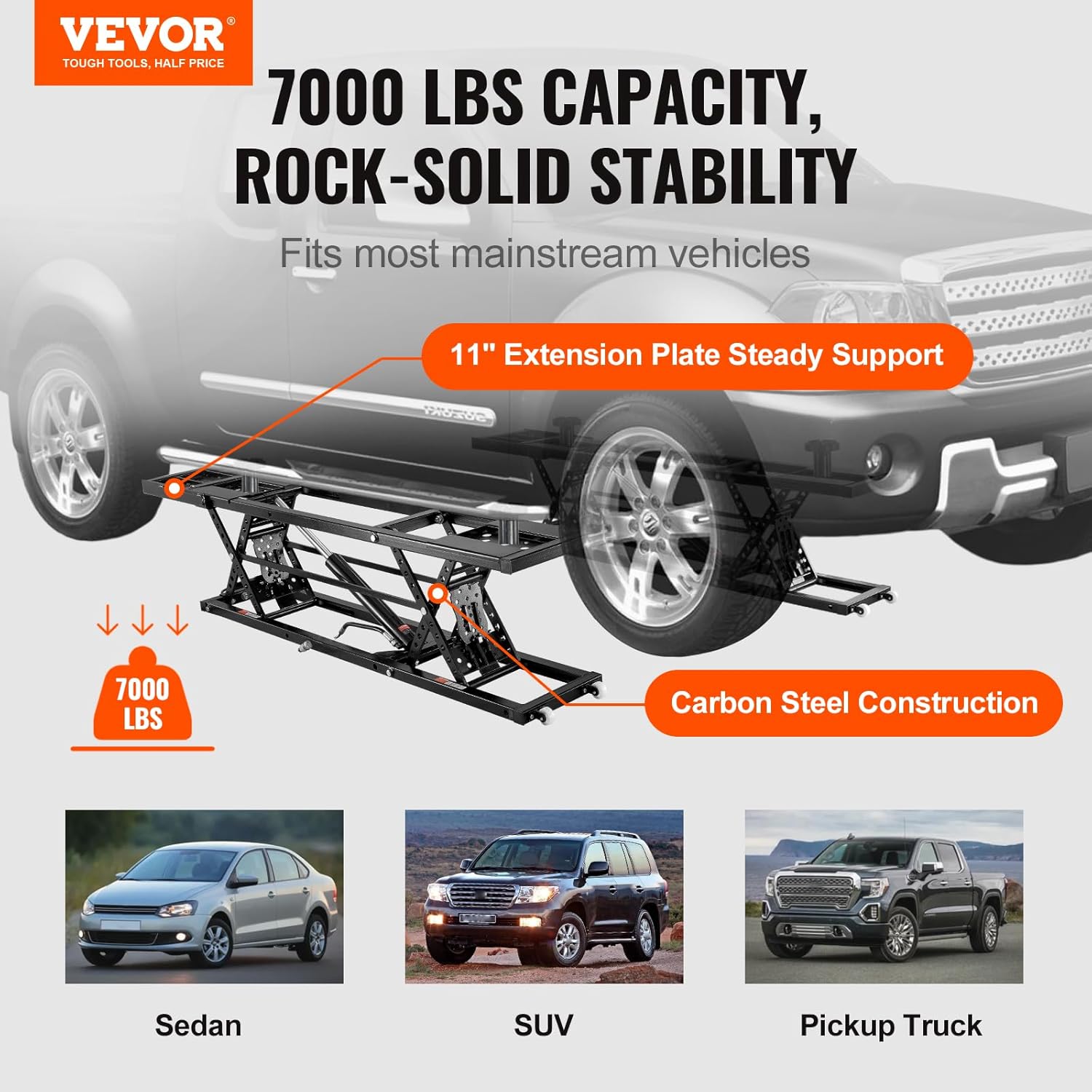 VEVOR Car Lift, 25.6" Max. Height