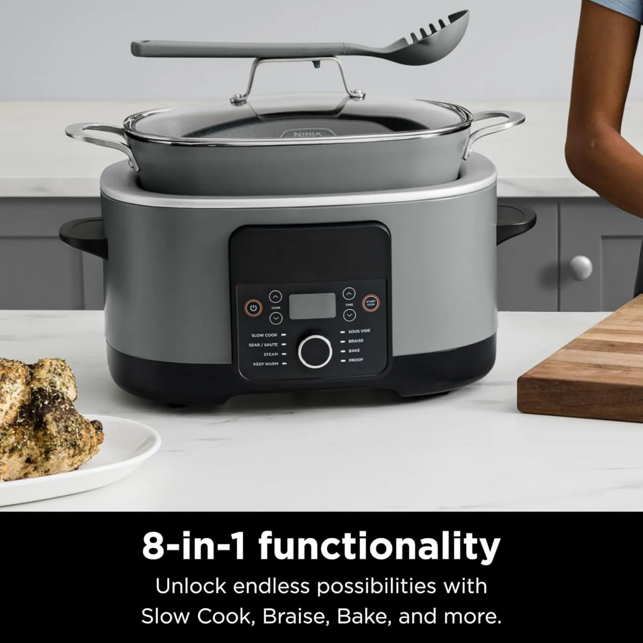 🎉🎉Limited-Time Offer🔥Ninja® 14-in-1 Multi-Function Cooker™ PRO | 8.5 quart, combining sous vide, fermentation, baking, and steaming functions | Slow cooker, Dutch oven | Glass lid and integrated spoon