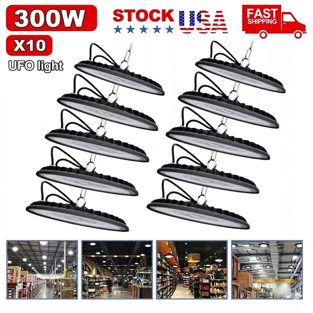 🔥【HOT DEAL】200W UFO LED High Bay Light Commercial Industrial Lighting for Warehouses and Retail Spaces 30,000 Lumens, Includes US Standard Plug and Suspension Chain, 6000K Daylight Color Temperature, Safe and Efficient,DealsForYouDays
