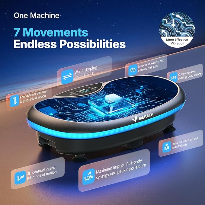 💥Save up to 70% — Limited-time offer: Prices start at just $39. 💥Merach Vibration Fitness Plate — A 4D full-body workout vibration platform that supports lymphatic drainage, fat loss, and muscle activation. Featuring Bluetooth connectivity and resistanc