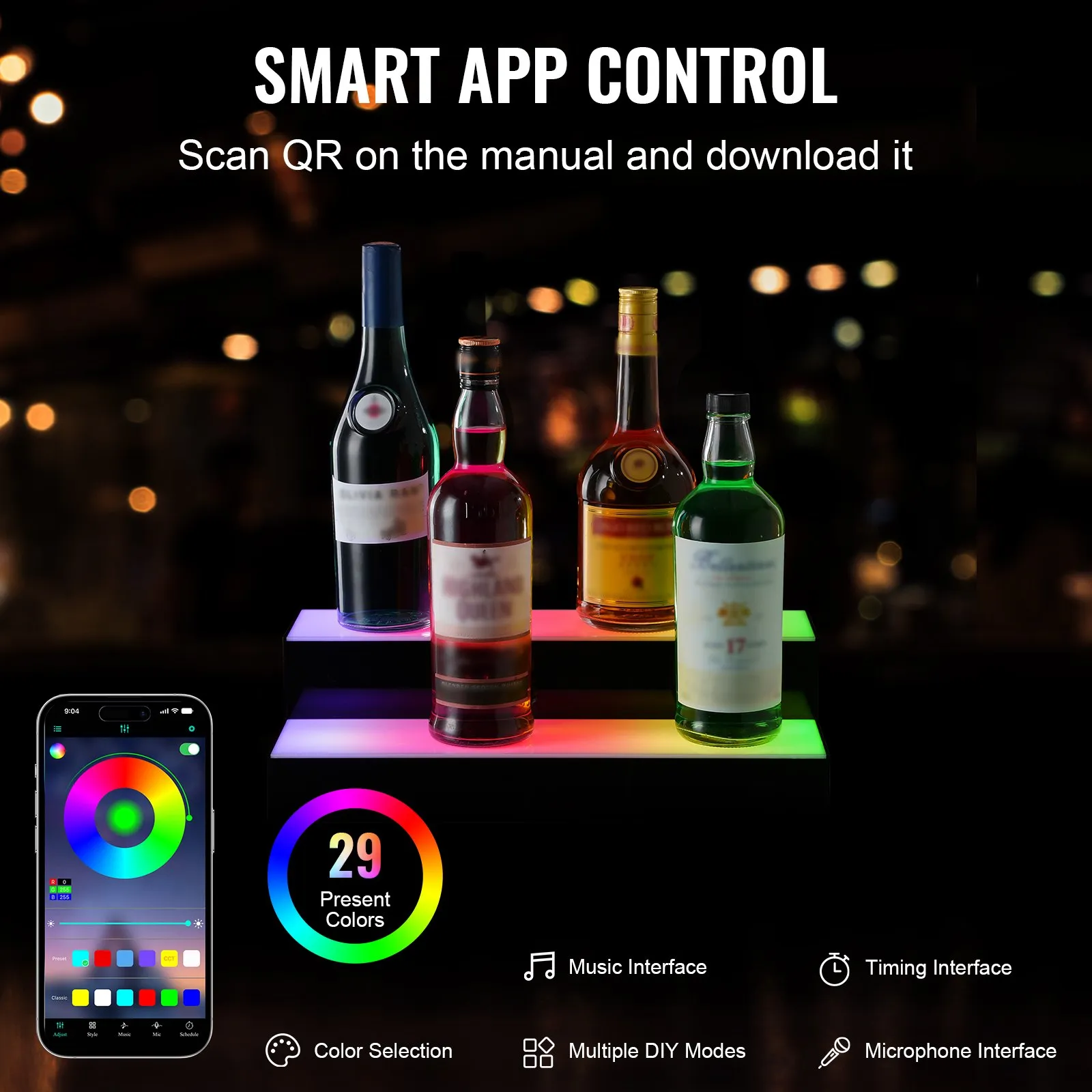 [Spring Clearance] Premium Acrylic LED Liquor Display | Smart App-Controlled Ambient Bar Shelf