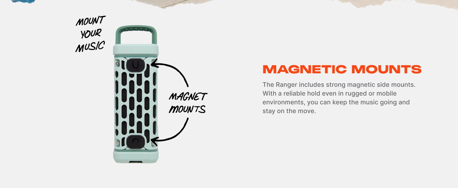 Strong magnetic side mounts and a top-handle for maximum portability and versatility
