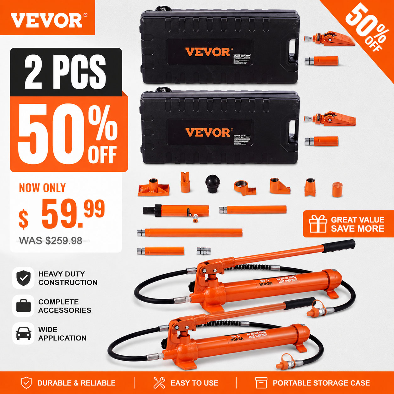Limited-Time Promotion — VEVOR 12-Ton Portable Hydraulic Power Kit