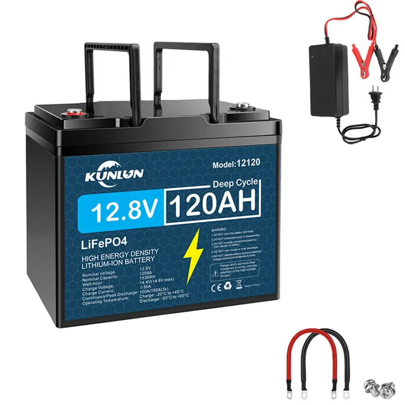 KUNLUN 12V 120Ah LiFePO4 Lithium Battery (Group 24 Size)