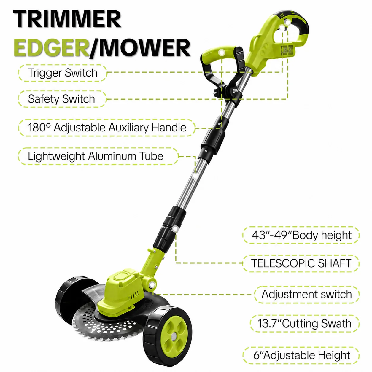 🔥Summer Sale-Cordless 3-in-1 Lawn Mower Tool,21V Cordless Lawn Mower Trimmer