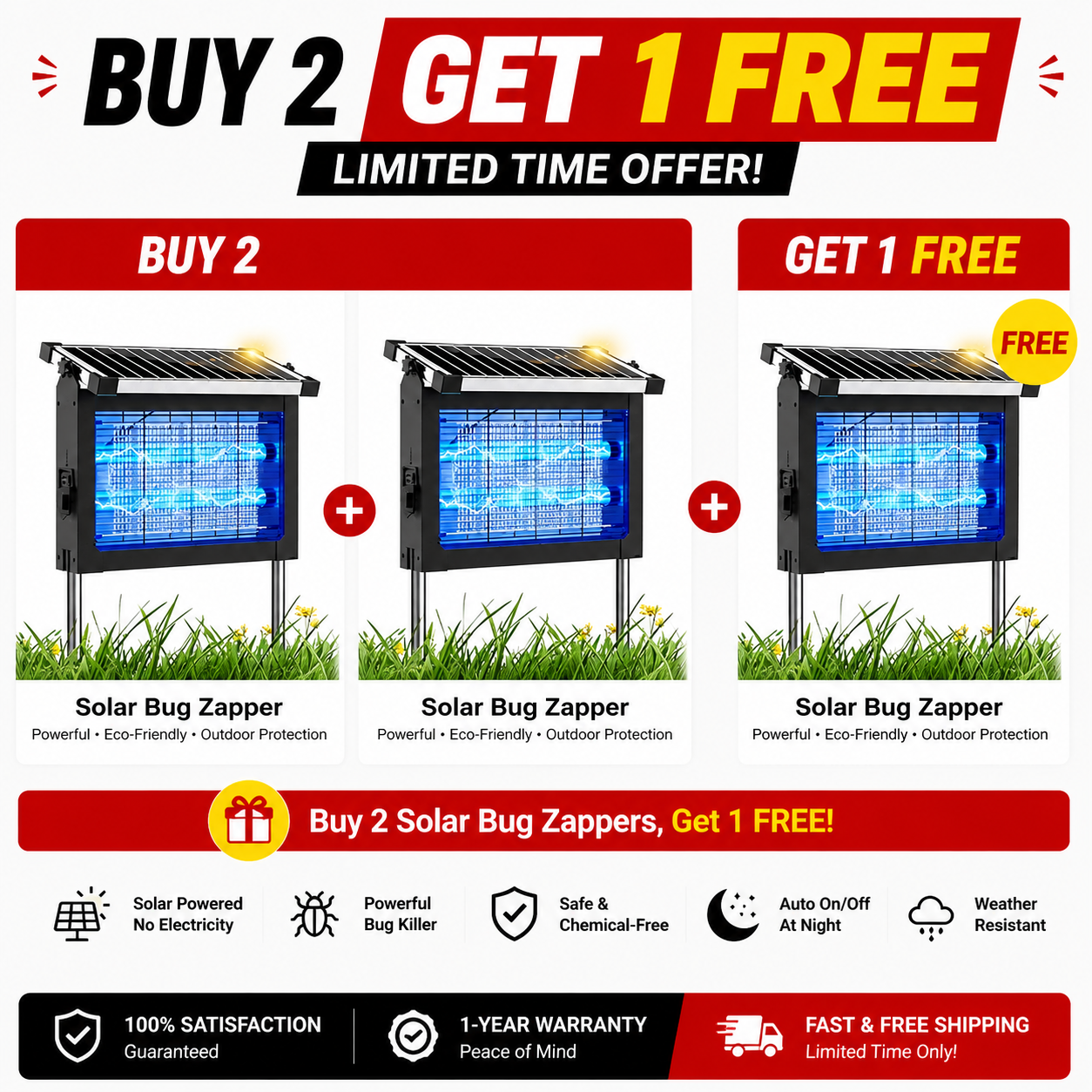 Spring Mega Sale - Waterproof Outdoor Solar Mosquito Killer Lamp (Buy One Get One Free)