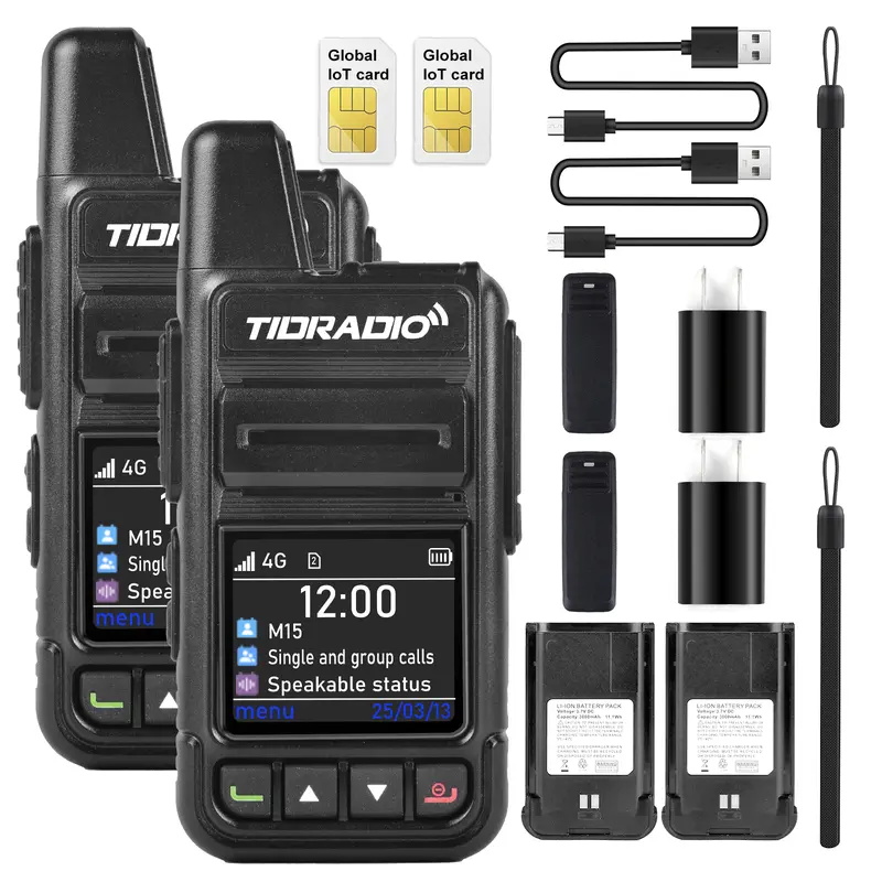 【New Release】TIDRADIO TD-M15 Global POC Radio with 1 Year SIM Card Walkie Talkie Long Range 4G Network 2 Way Radio 5000 KM for Hiking and Camping 3000mAh Battery Clear Audio 4G Signal