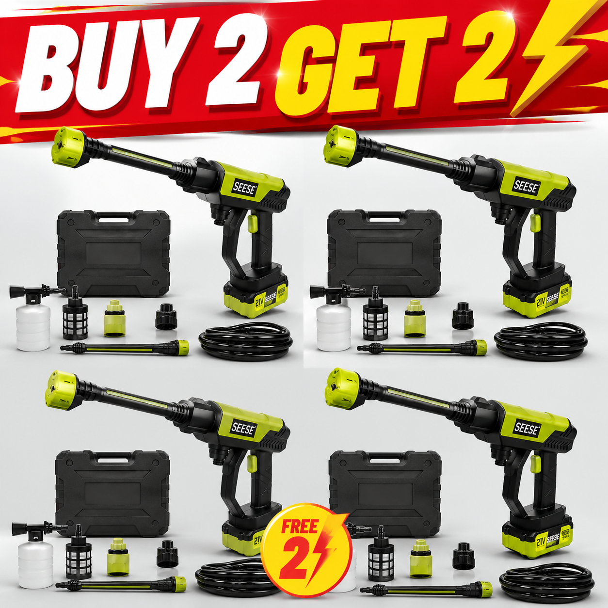 🔥【FathersDayGift】SEESE Cordless Pressure Washer and Single Port Charger Base