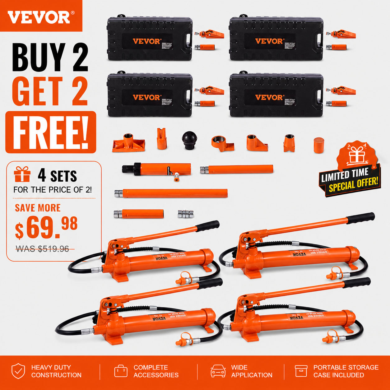 Limited-Time Promotion — VEVOR 12-Ton Portable Hydraulic Power Kit