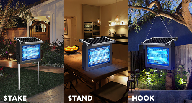 Solar Bug Zapper Outdoor &amp;amp; Indoor USB 4000mAh Rechargeable Mosquito Killer with Smart Light Sensor
