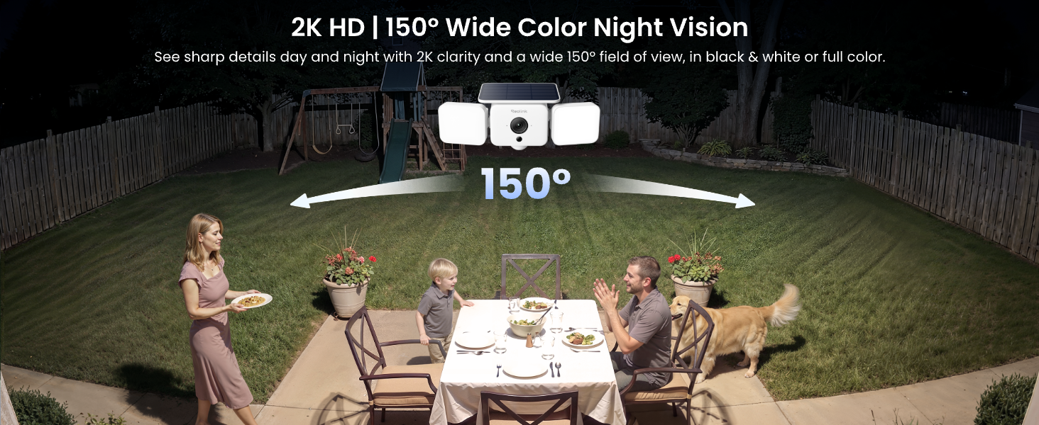 150 wide angel fov 2k 4mp color night vision floodlight vision ir night vision
